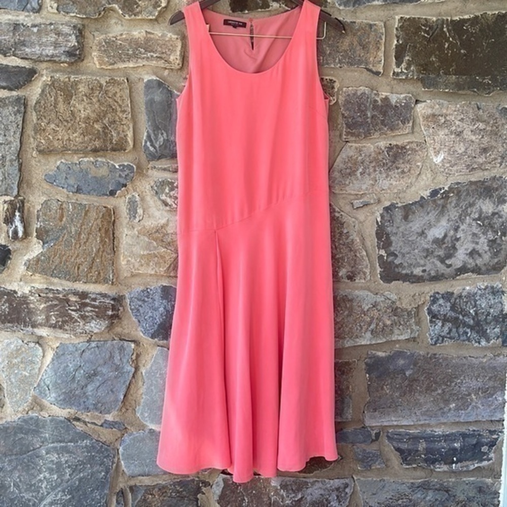 Lafayette 148 New York Sleeveless Scoop Neck Dress in Coral/Orange Size 10